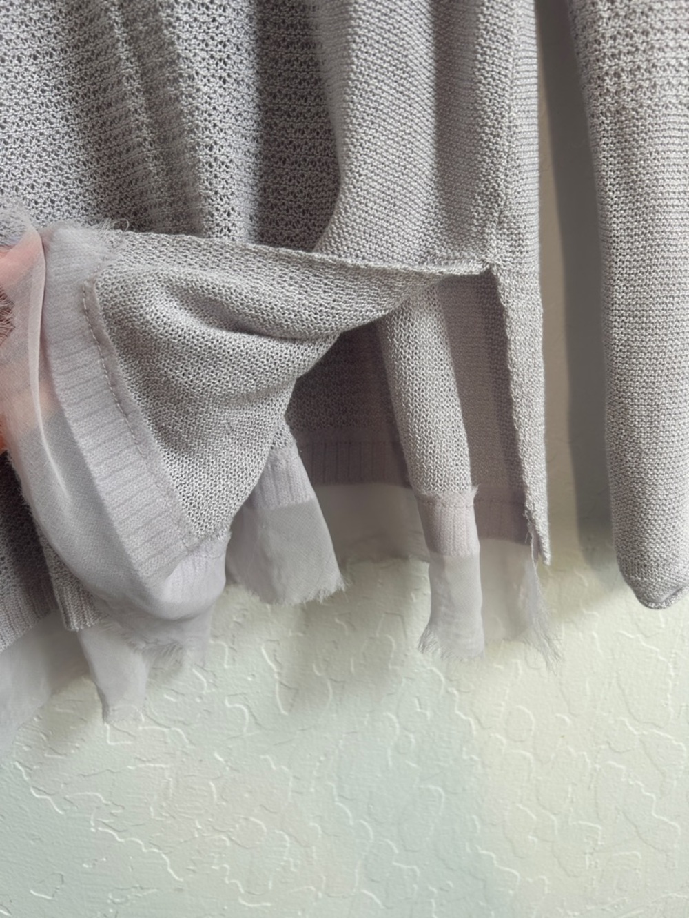 Periwinkle Scoop Neck Knit Sweater with Sheer Hem XL - Picture 4 of 6